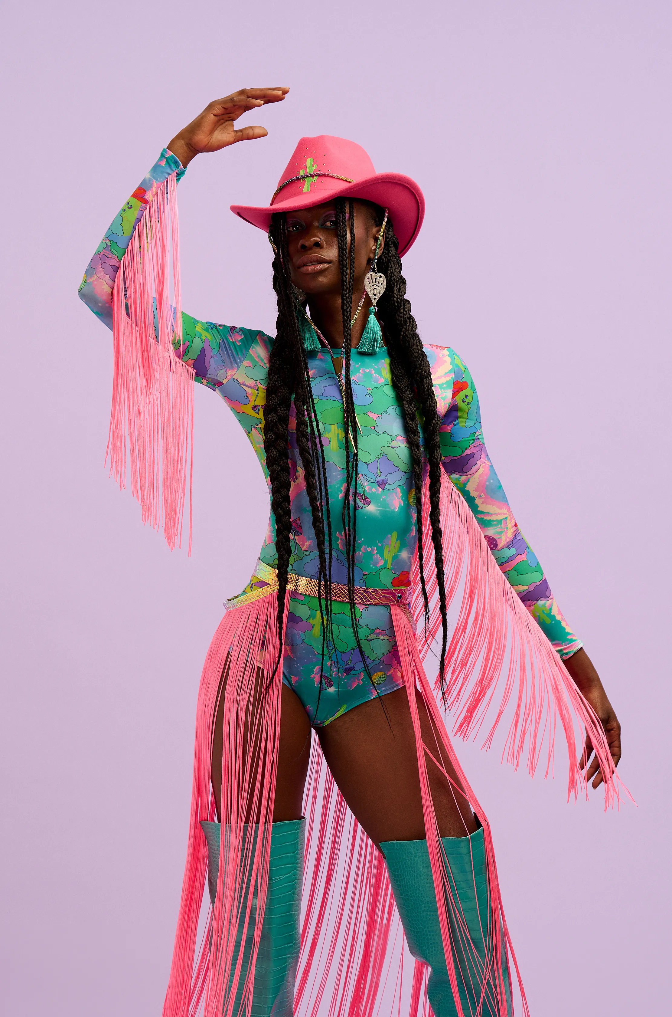 Intergalactic Rodeo Festival Fringed Bodysuit