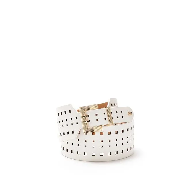 KANSAS BELT IN PERFORATED FAUX LEATHER Woman Ivory