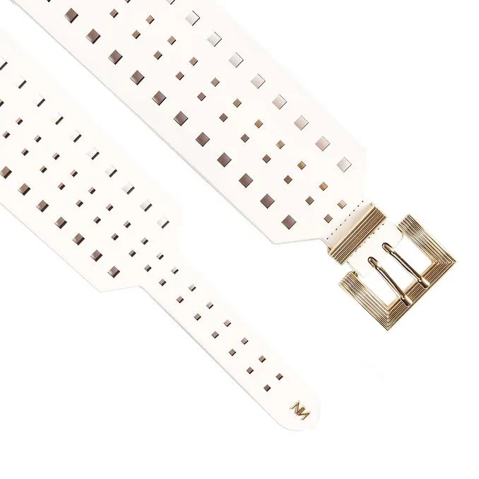 KANSAS BELT IN PERFORATED FAUX LEATHER Woman Ivory