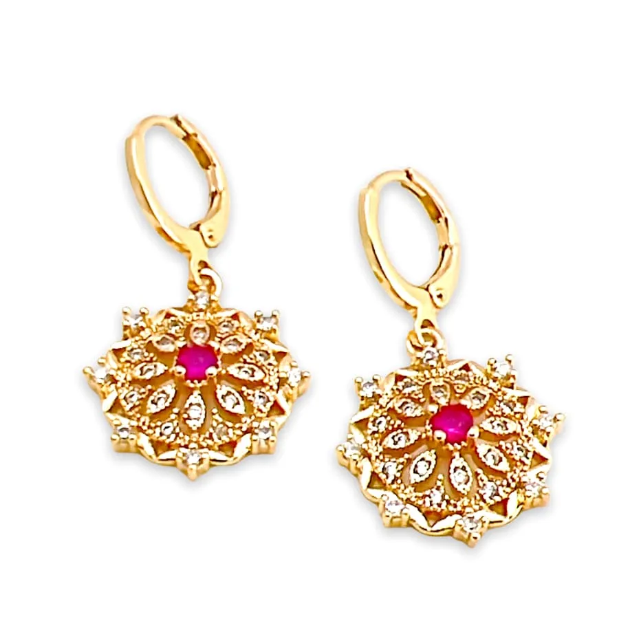 Liz pink stones drop earrings in 18k of gold plated