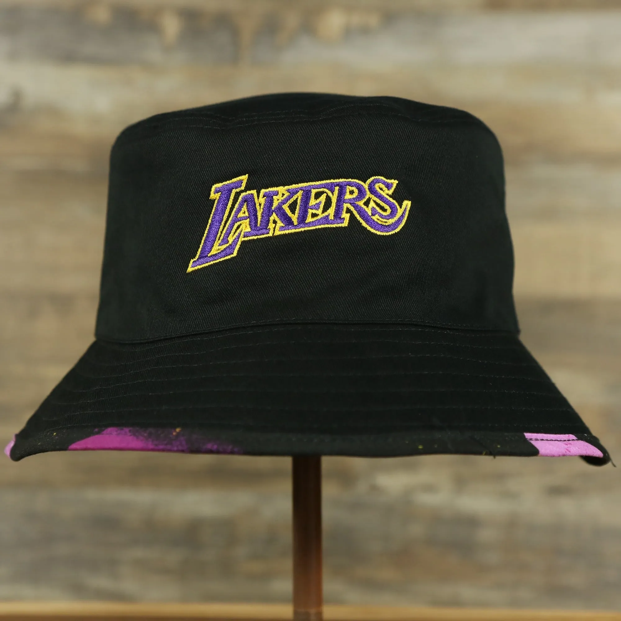 Los Angeles Lakers 90s Inspired NBA Hyper Mitchell and Ness Reversible Bucket Hat