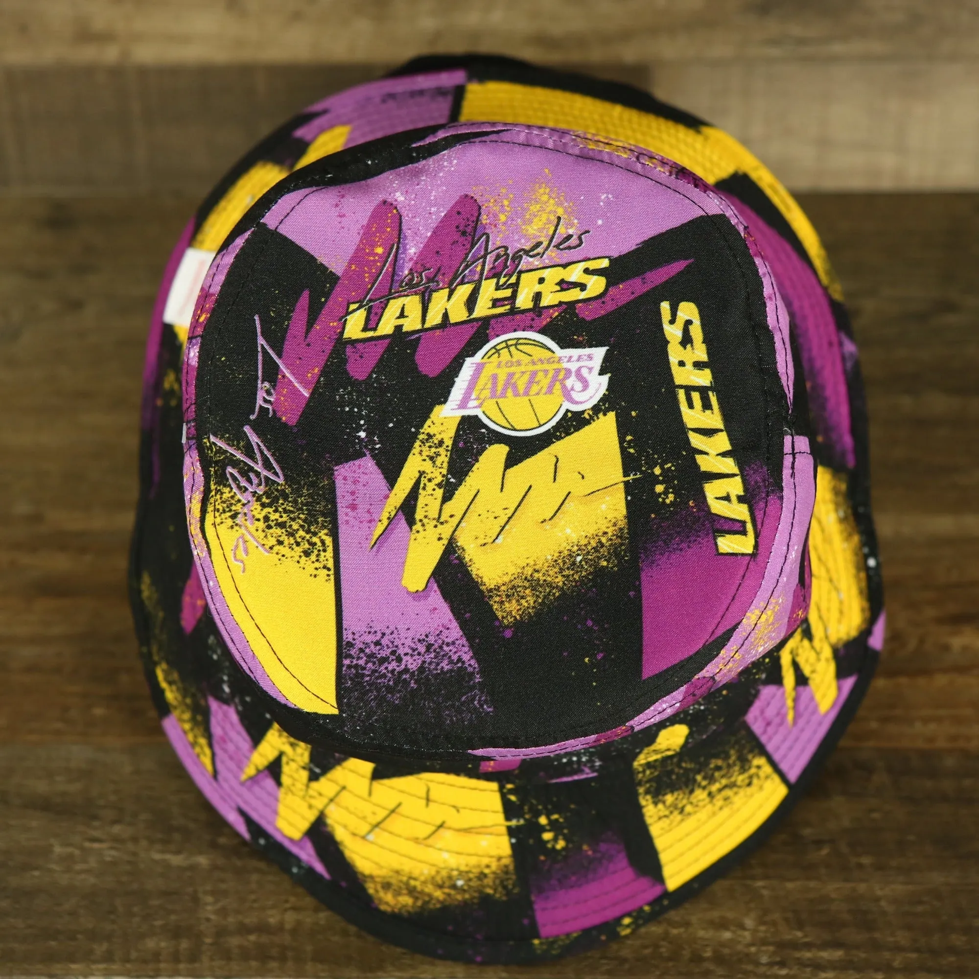 Los Angeles Lakers 90s Inspired NBA Hyper Mitchell and Ness Reversible Bucket Hat