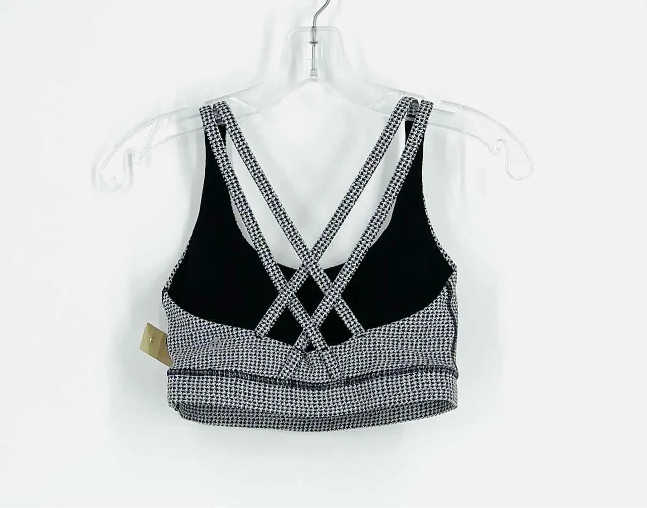 Lululemon Athletica Size 8 White/Black Houndstooth Strappy Activewear Sports Bra