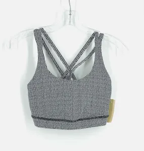 Lululemon Athletica Size 8 White/Black Houndstooth Strappy Activewear Sports Bra