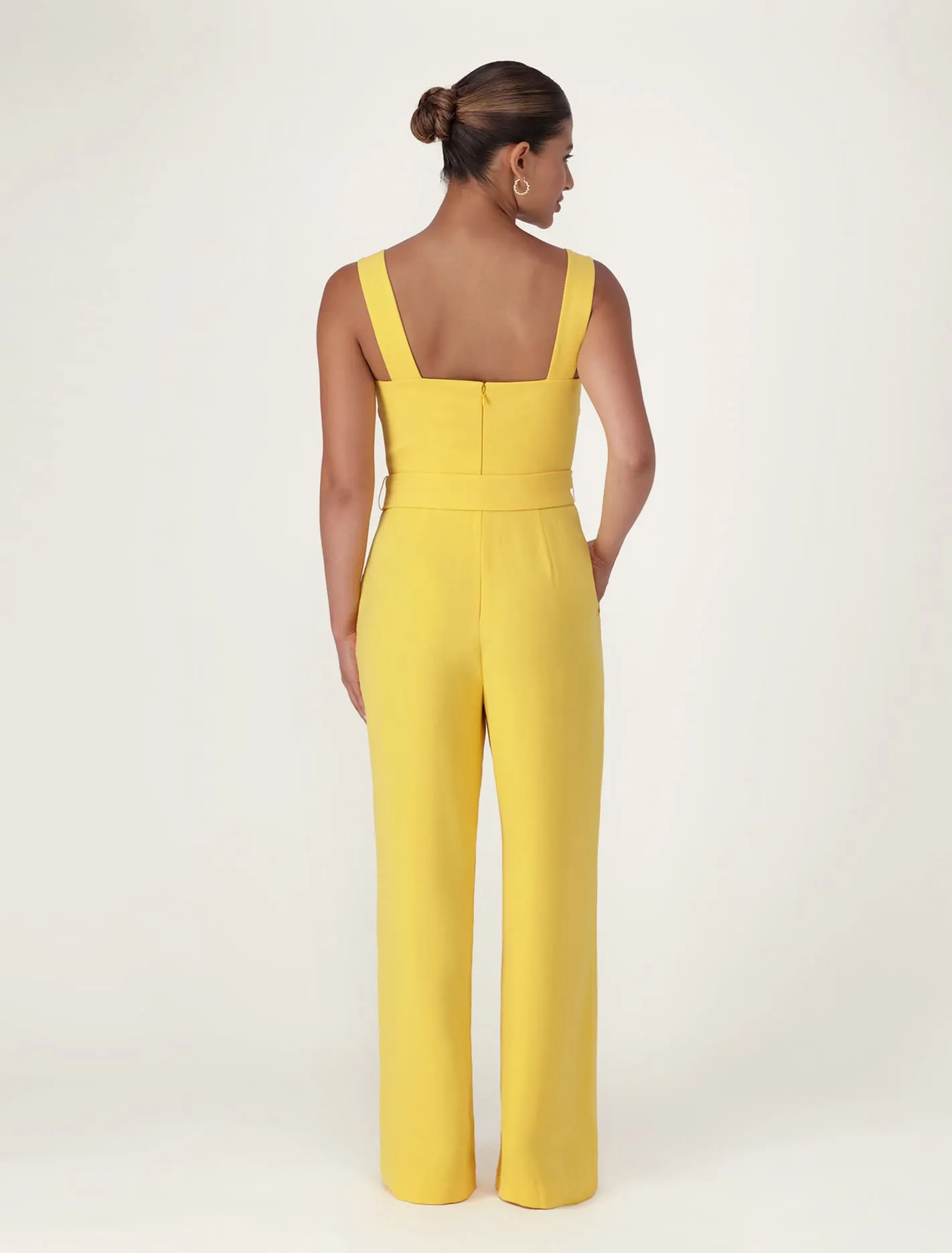 Marie Square Neck Belted Jumpsuit