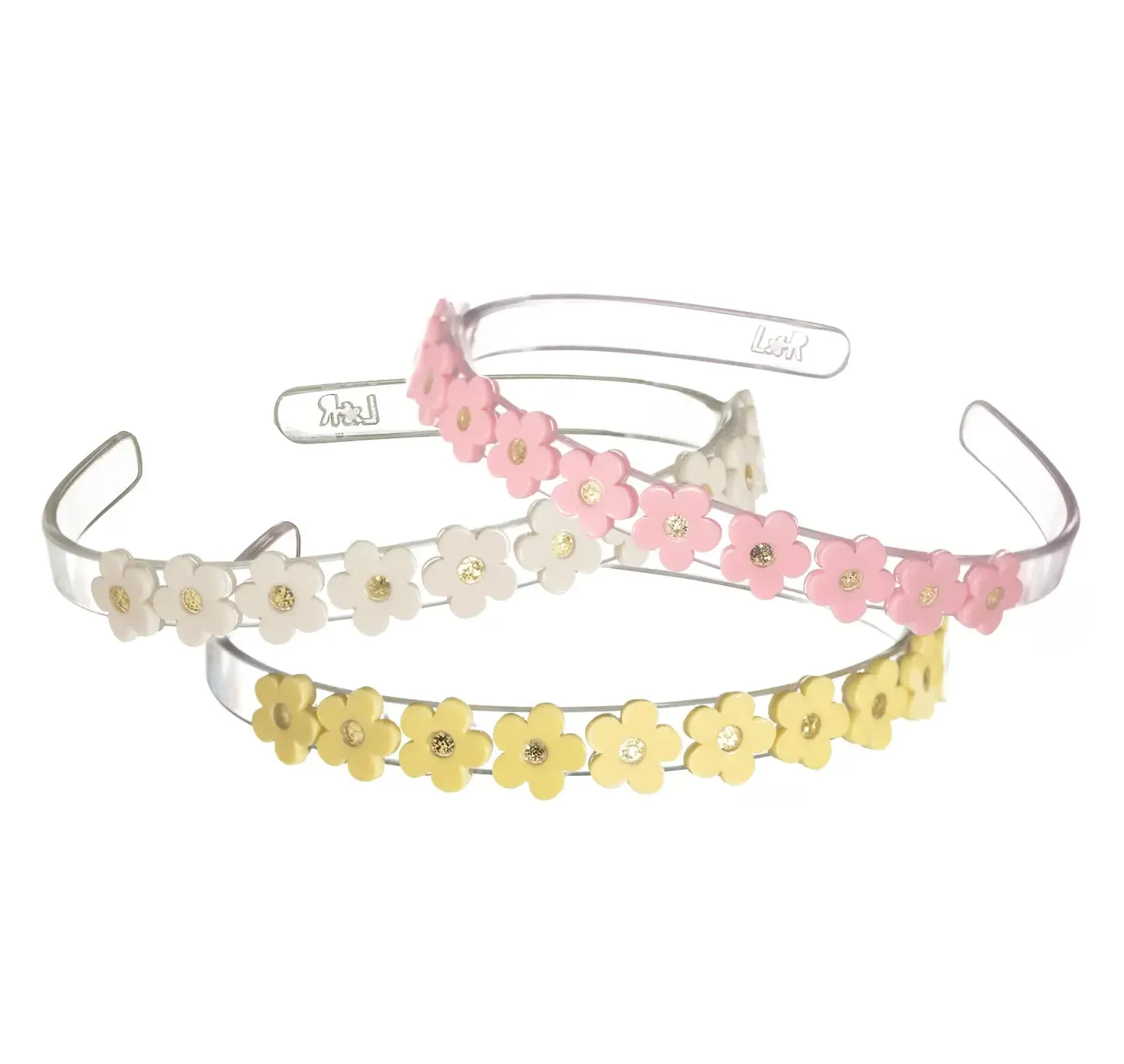 Multi Flowers Yellow Headband - Set of 3