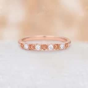 Natural Inspired Diamond Rose Gold Floral Wedding Band