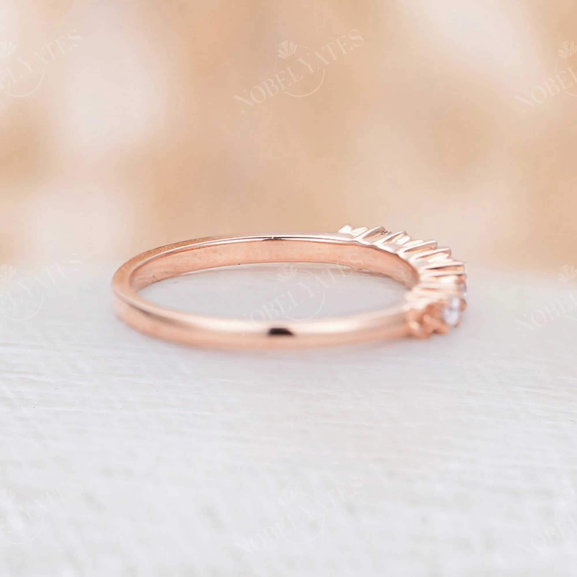 Natural Inspired Diamond Rose Gold Floral Wedding Band