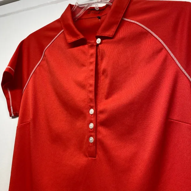 Nike Golf Size M Women's Red Solid Polo Activewear Top