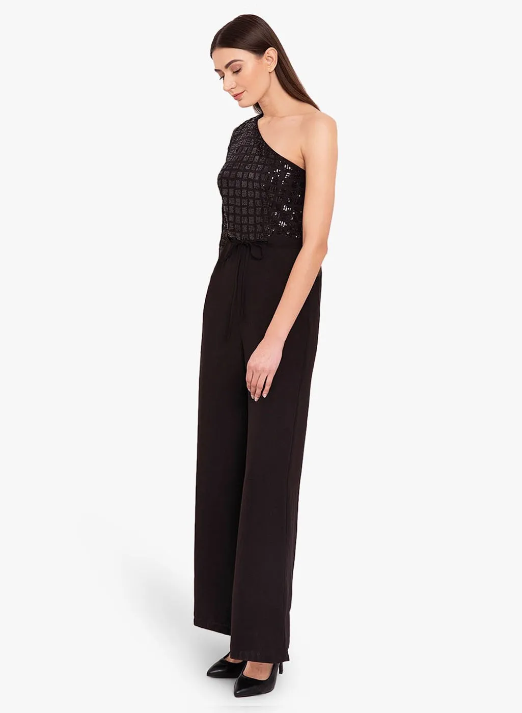 One Shoulder Sequin Jumpsuit