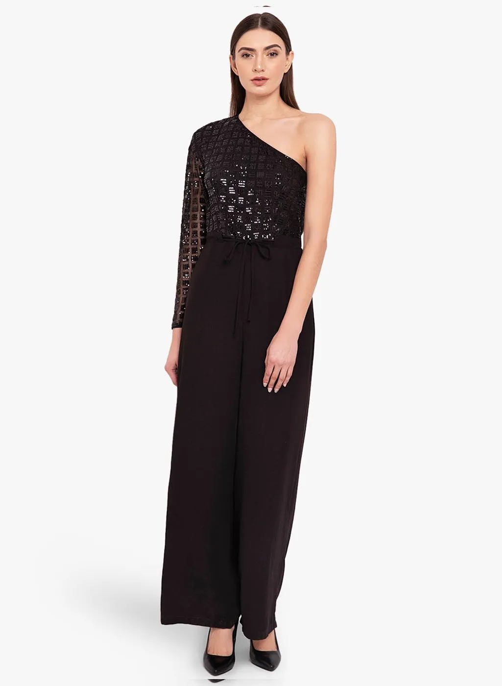 One Shoulder Sequin Jumpsuit