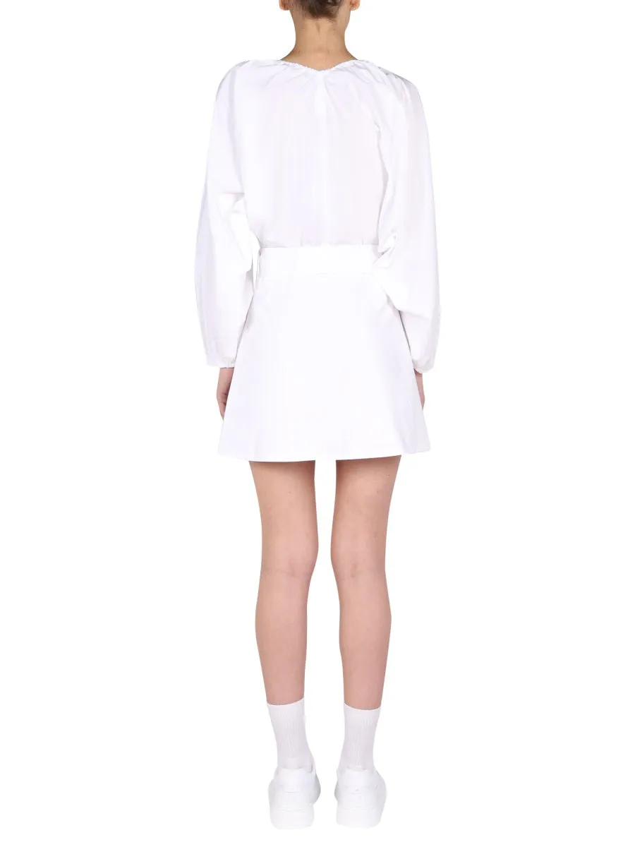 Patou Balloon-Sleeved Belted Mini Dress