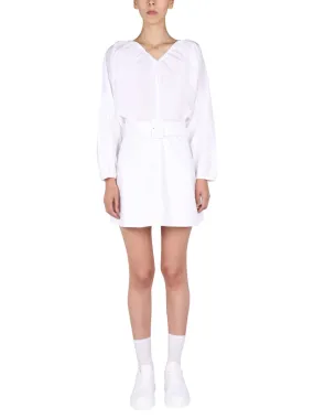 Patou Balloon-Sleeved Belted Mini Dress