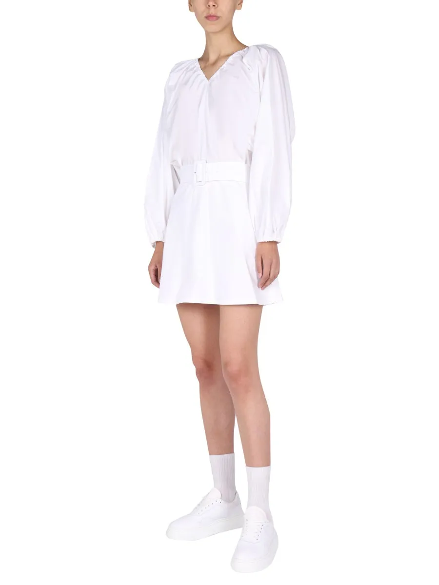 Patou Balloon-Sleeved Belted Mini Dress