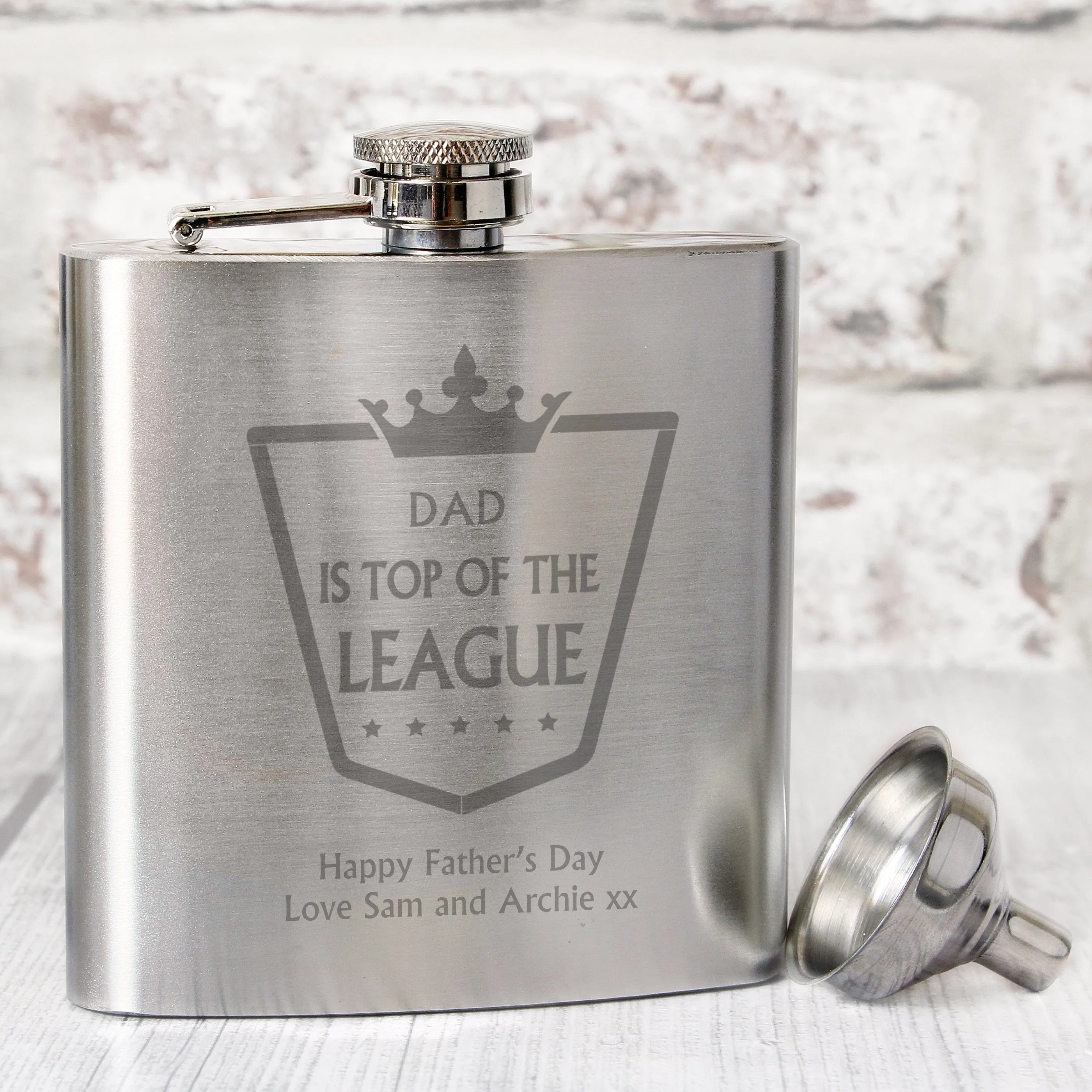 Personalised Top of the League Hip Flask