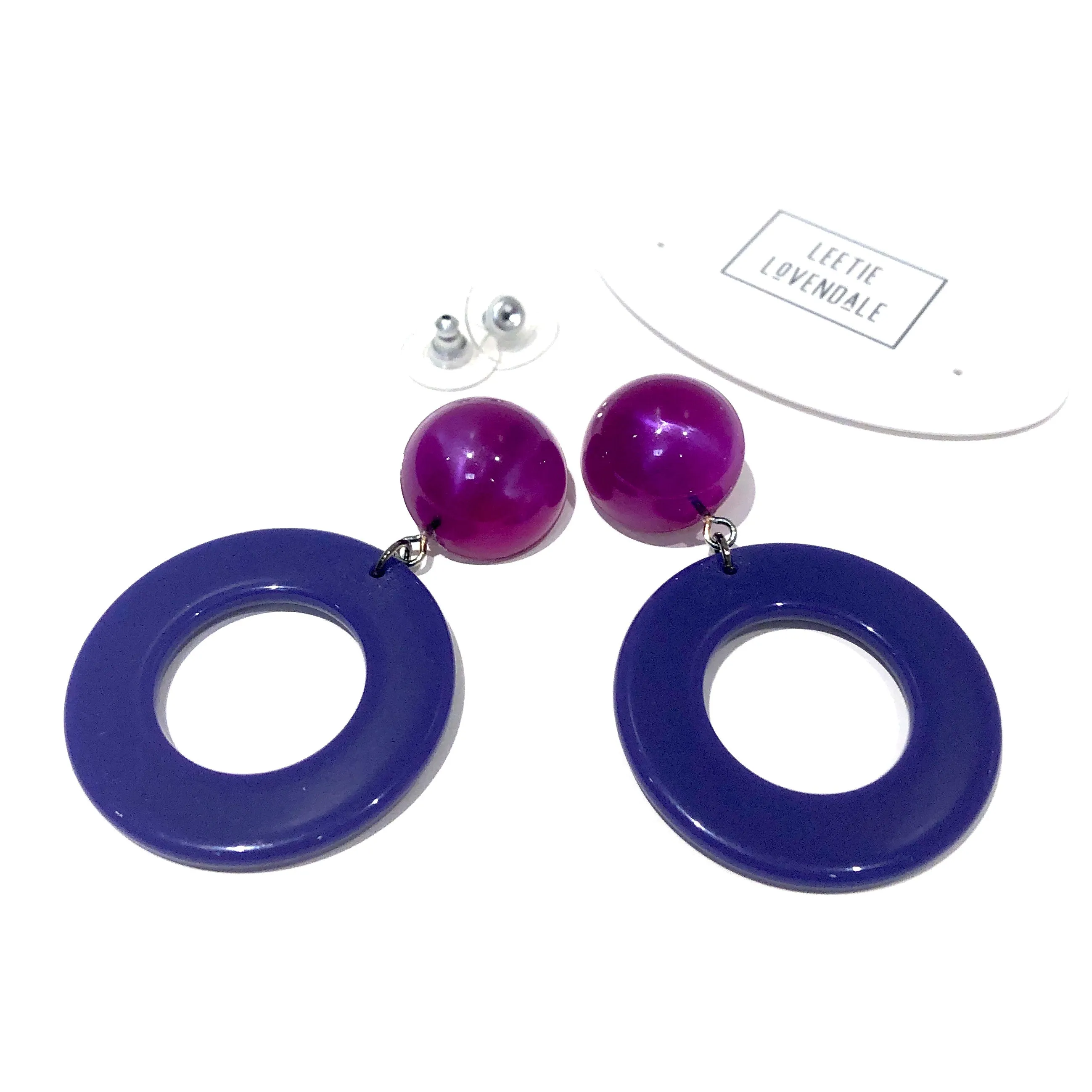 Plum Candy Donut Drop Earrings