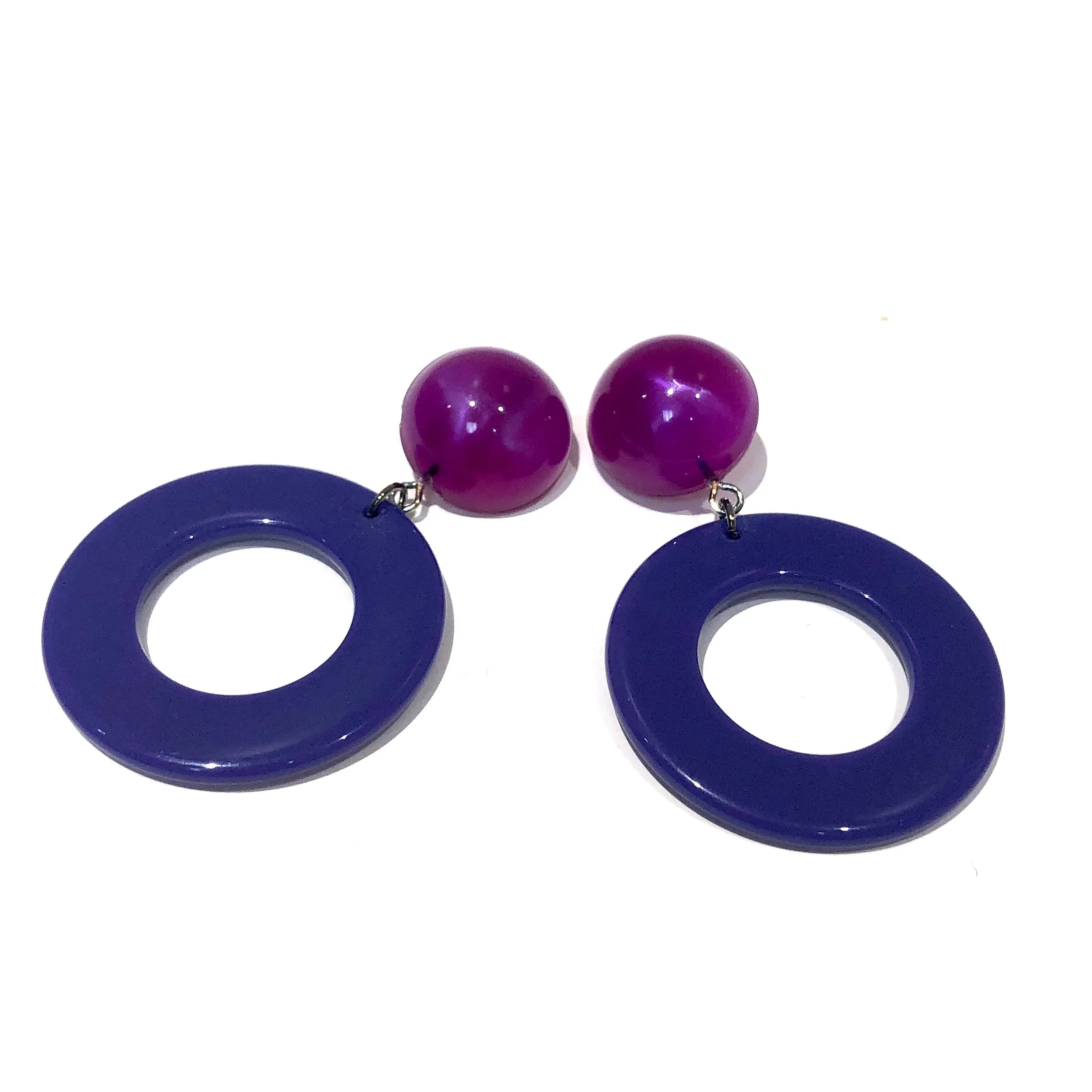 Plum Candy Donut Drop Earrings