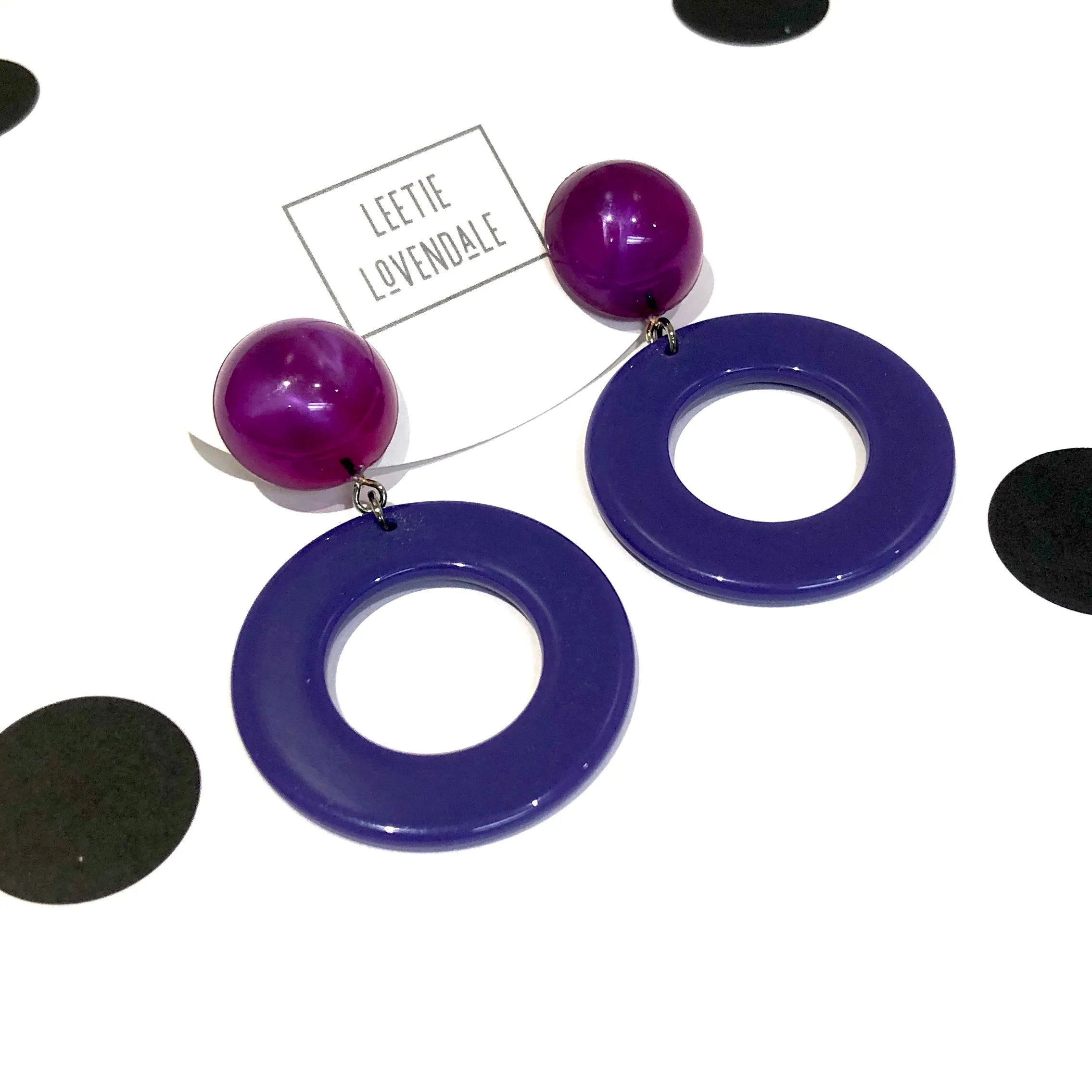 Plum Candy Donut Drop Earrings