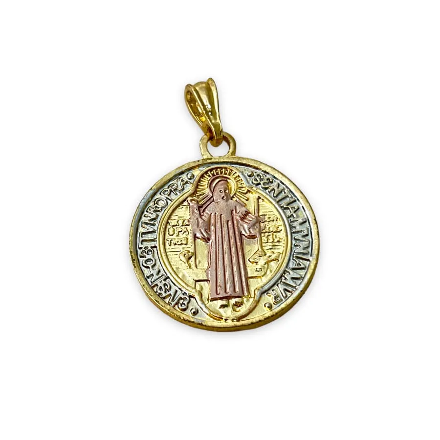 San benito 2 sides pendant in 18k of gold layering