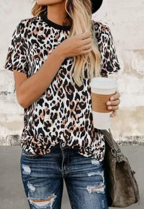 Short Sleeve Leopard Print Top