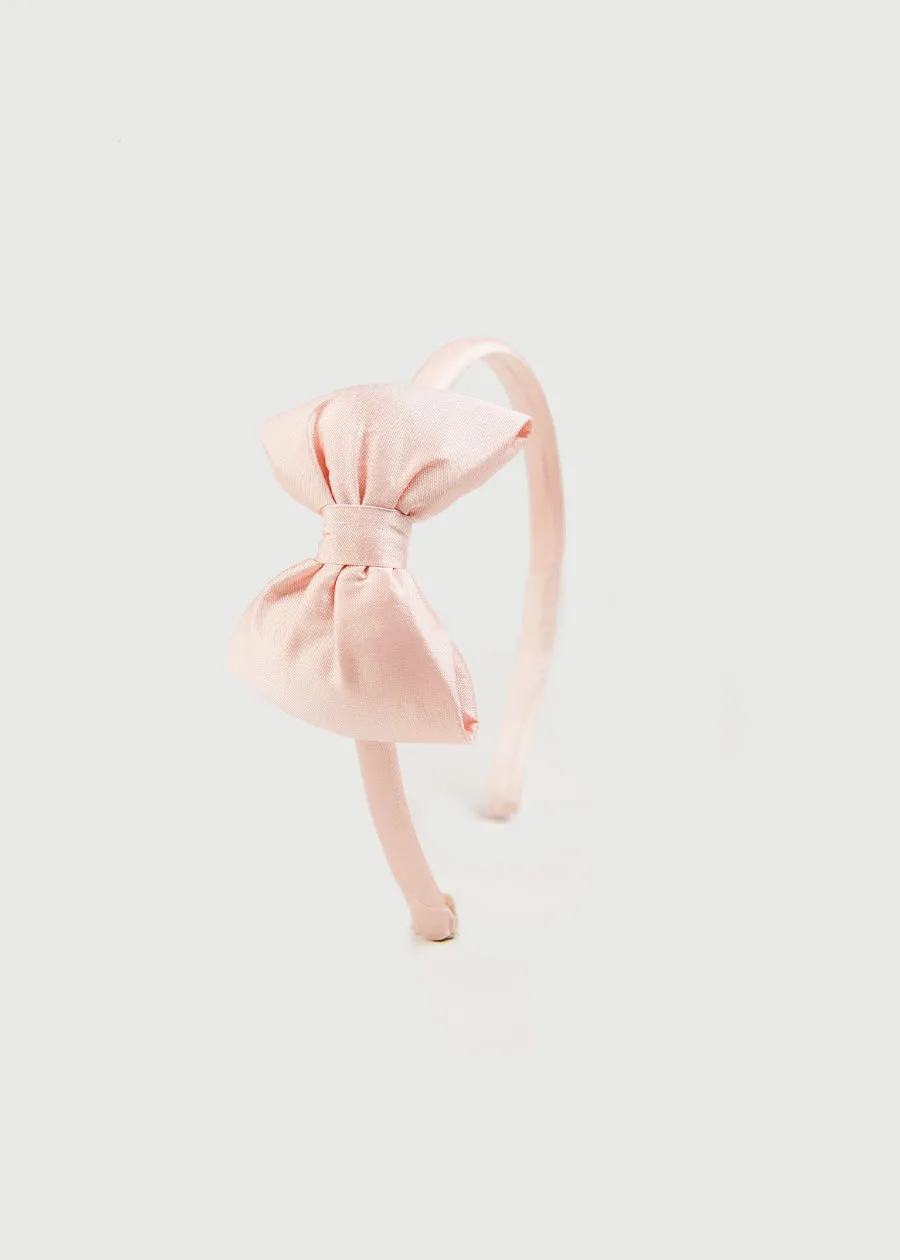 Silk Small Bow Headband in Pink