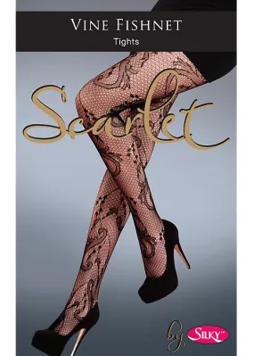 Silky Scarlet Vine Fishnet Tights ()