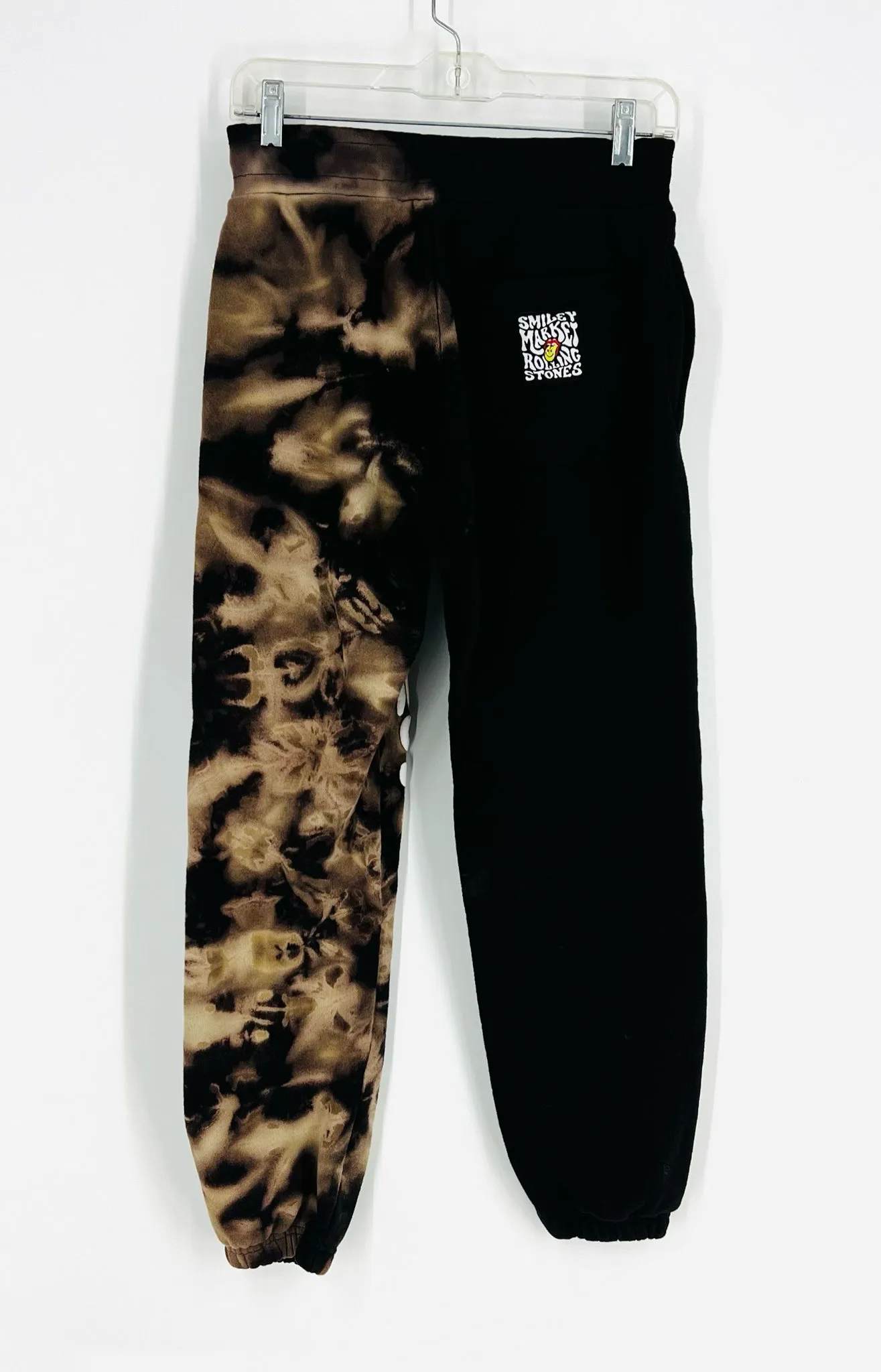 Size M Black/Brown Acid Wash Screenprint Activewear Sweatpants