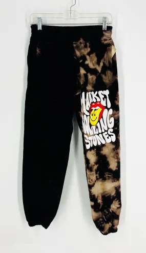 Size M Black/Brown Acid Wash Screenprint Activewear Sweatpants