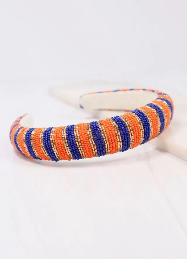 Sloane Striped Headband BLUE ORANGE