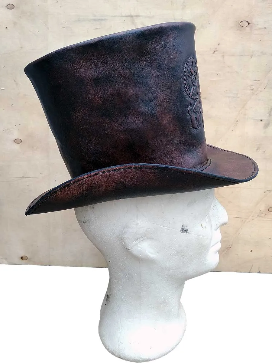 Steampunk octopus leather top hat