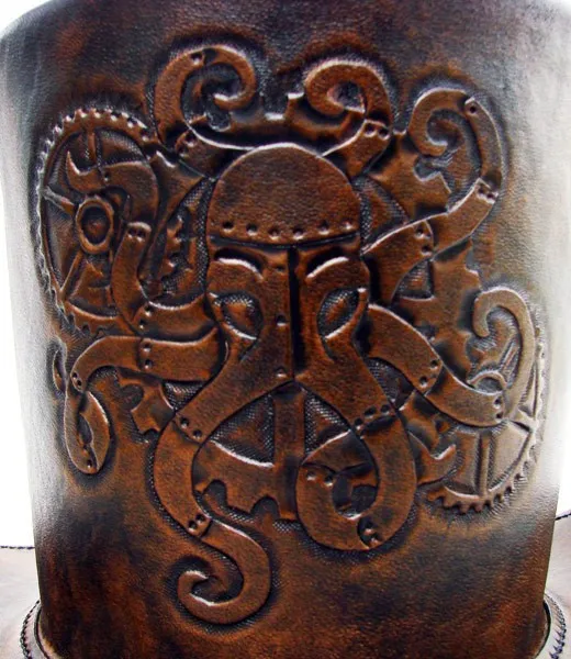 Steampunk octopus leather top hat