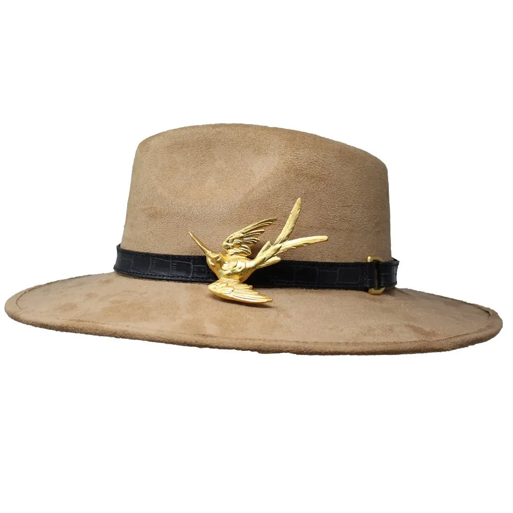 Suede Hat with Hummingbird Buckle