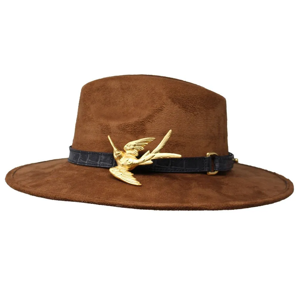 Suede Hat with Hummingbird Buckle