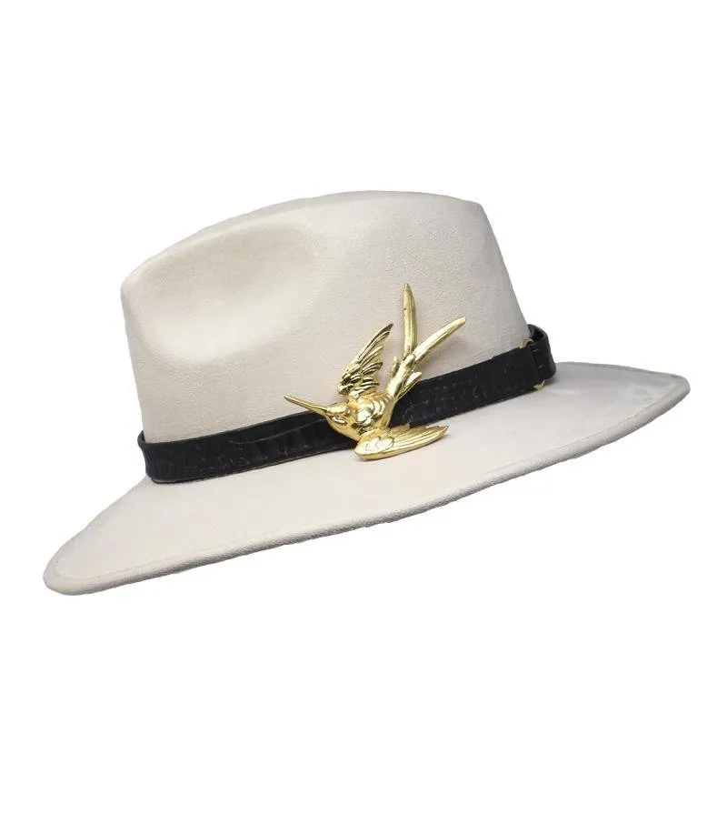 Suede Hat with Hummingbird Buckle