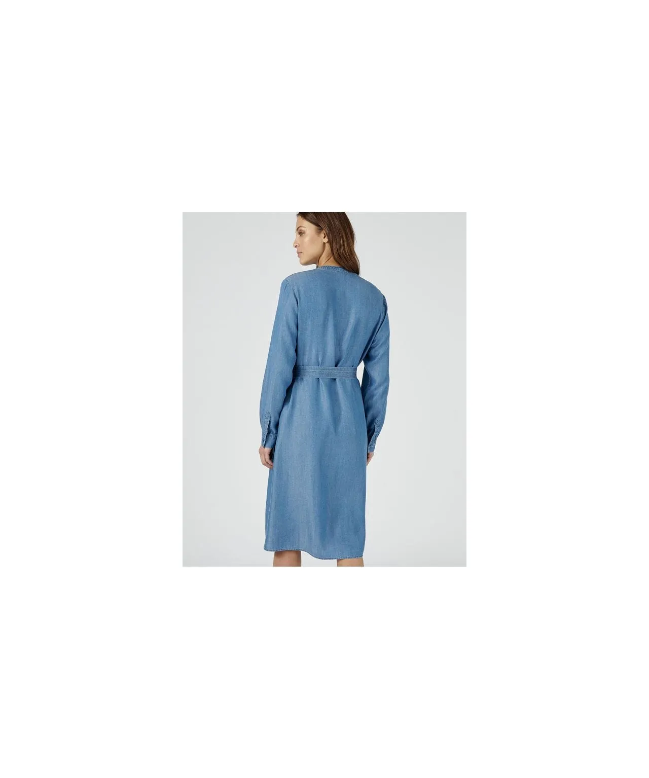 Tie Belt Denim Look Dress