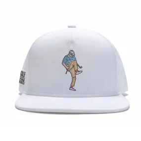 TOUR PRO Angry Golfer Golf Hat in White with Flat Brim