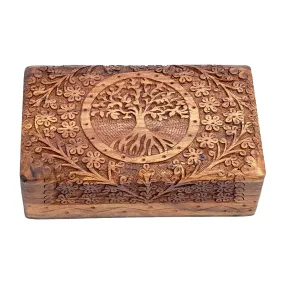 Tree Of Life Carved Wooden Box - 4 x 6