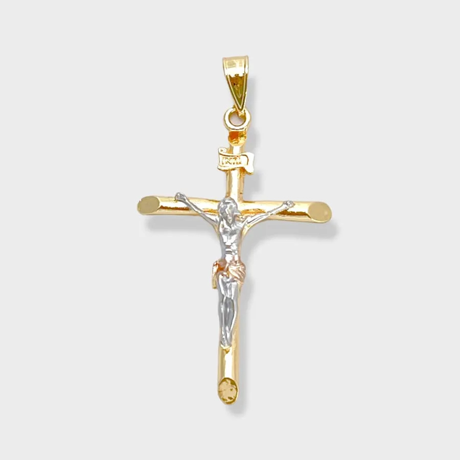 Tricolor crucifix pendant in 18k of gold plated