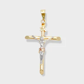 Tricolor crucifix pendant in 18k of gold plated