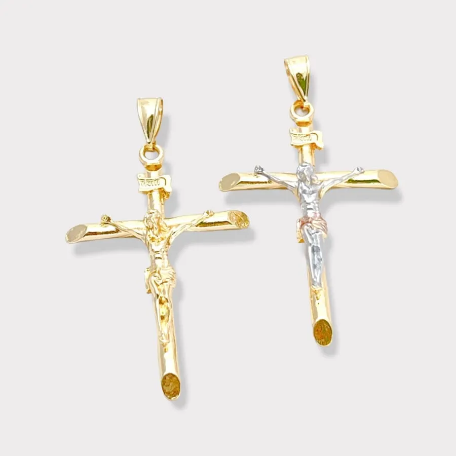 Tricolor crucifix pendant in 18k of gold plated