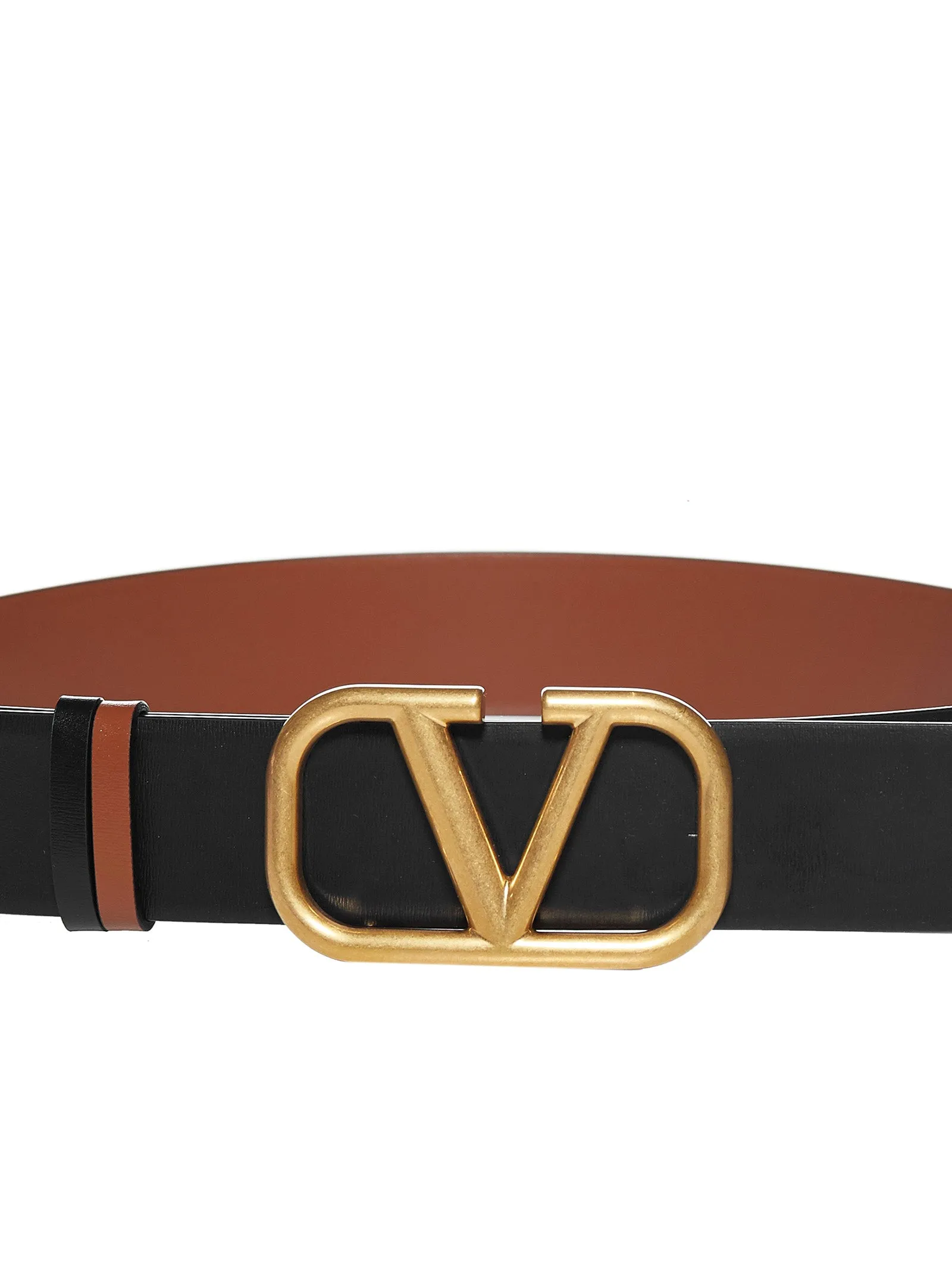 Valentino VLogo Plaque Buckle Reversible Belt