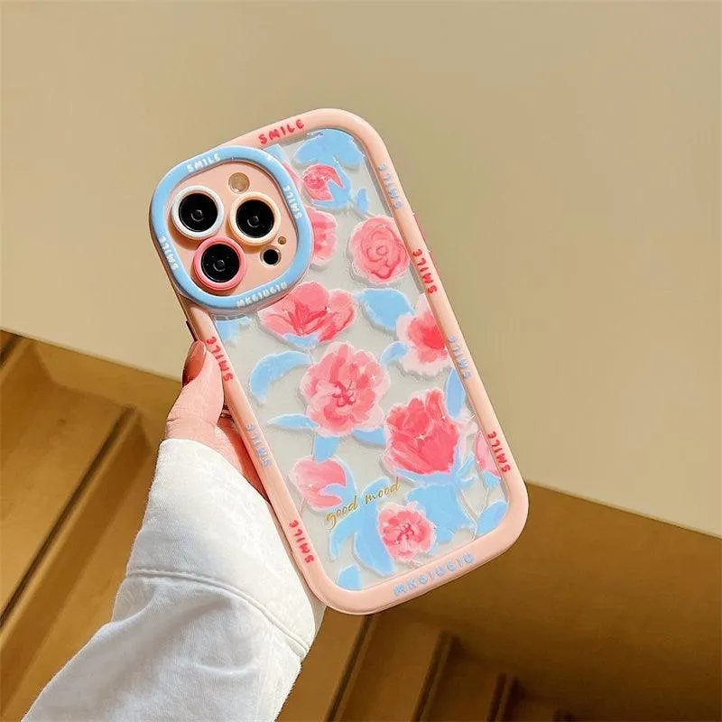 Vintage Leaves Flower Bumper Cute Phone Cases For iPhone 14 Pro Max 11 12 13 Pro Max