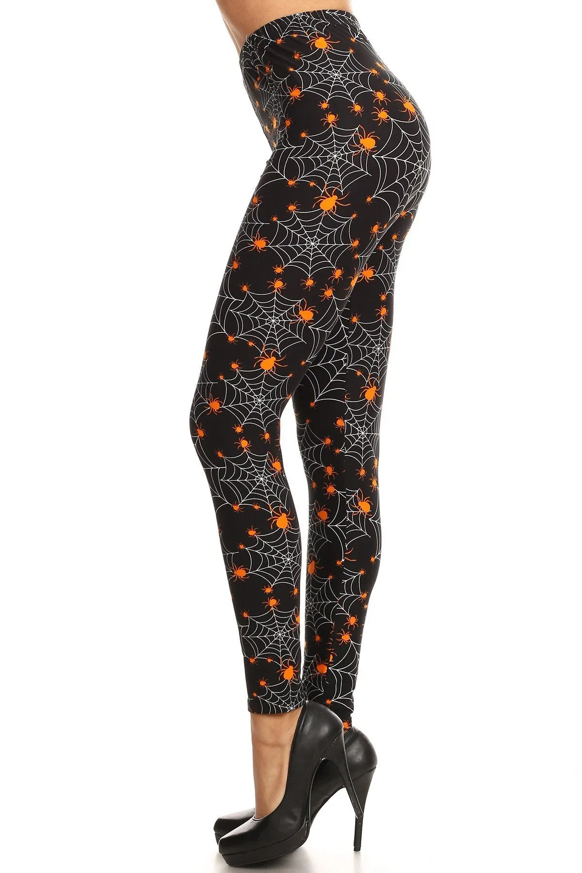 Women's Plus Halloween Spider Spiderweb Pattern Printed Leggings