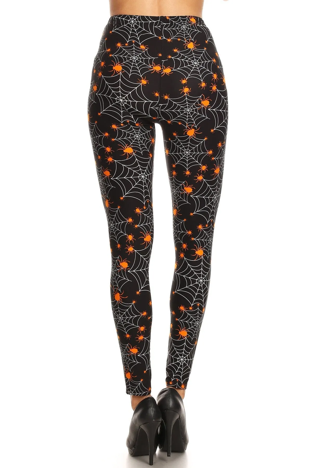 Women's Plus Halloween Spider Spiderweb Pattern Printed Leggings