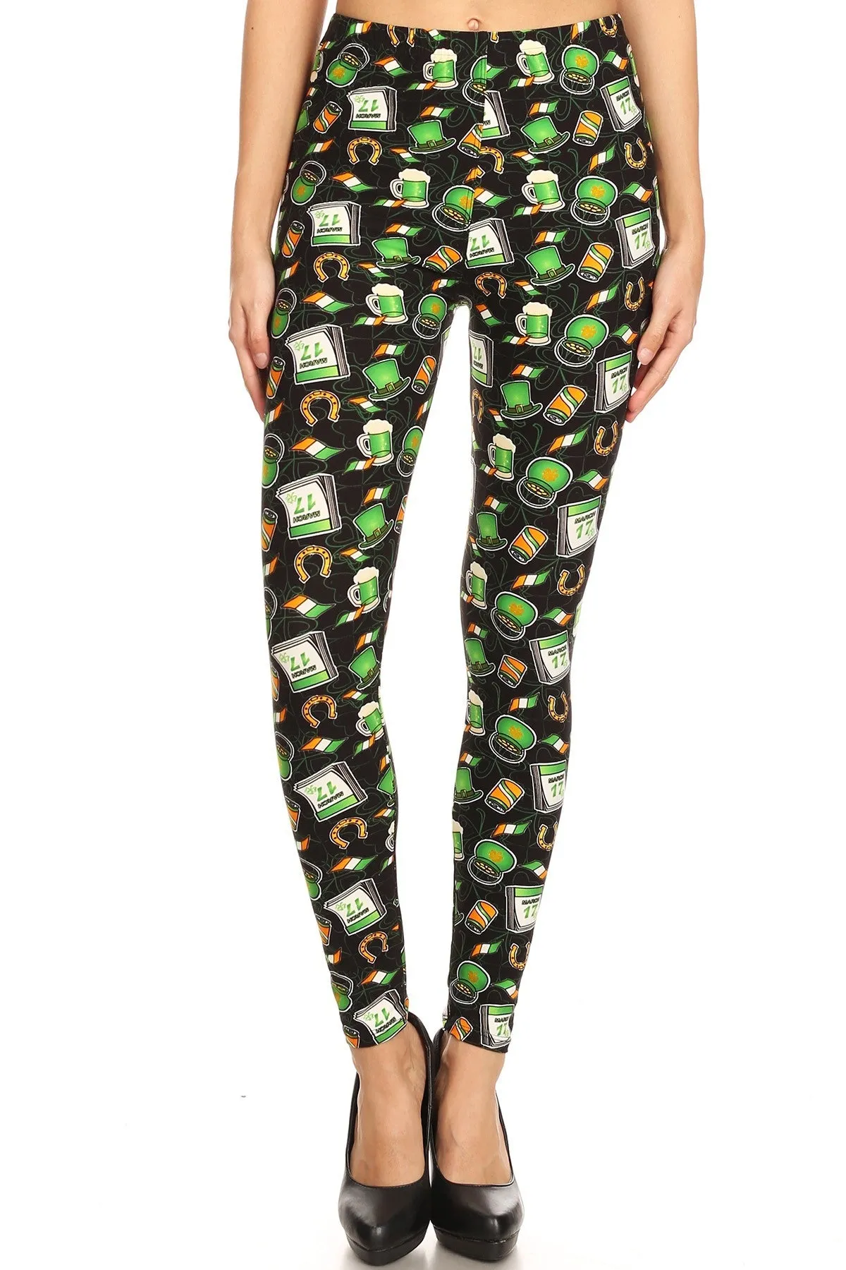 Women's Plus Saint Patrick's Day Theme Pattern Printed Leggings