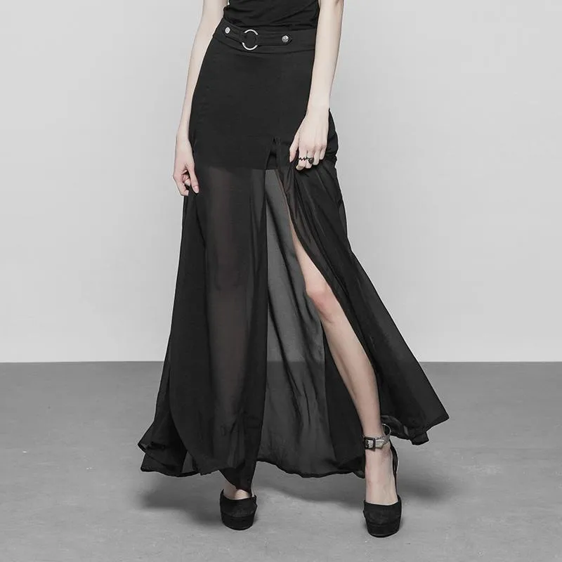 Women's Punk Long Translucent Skirt