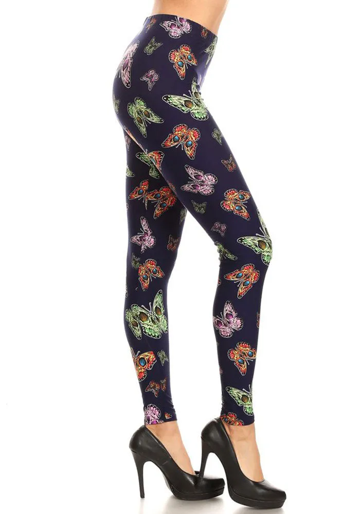 Women's Regular Colorful Butterfly Insect Pattern Printed Leggings