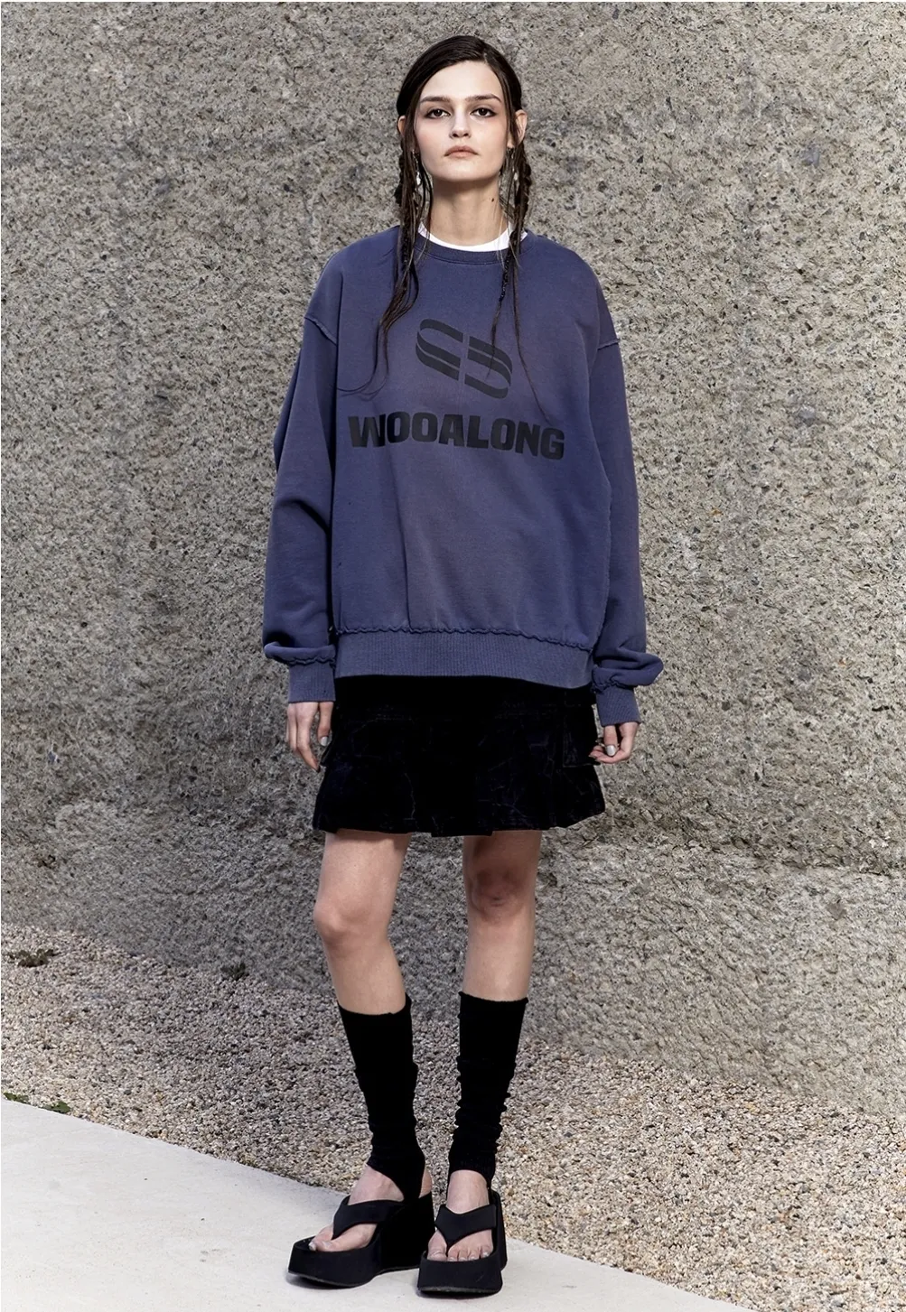 WOOALONG  |Unisex Street Style Long Sleeves Logo Sweatshirts