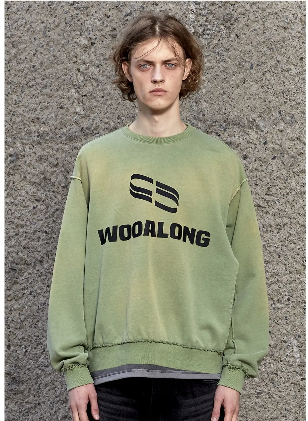 WOOALONG  |Unisex Street Style Long Sleeves Logo Sweatshirts