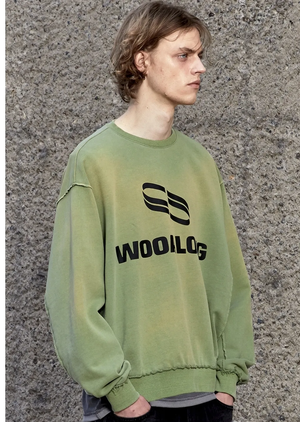 WOOALONG  |Unisex Street Style Long Sleeves Logo Sweatshirts